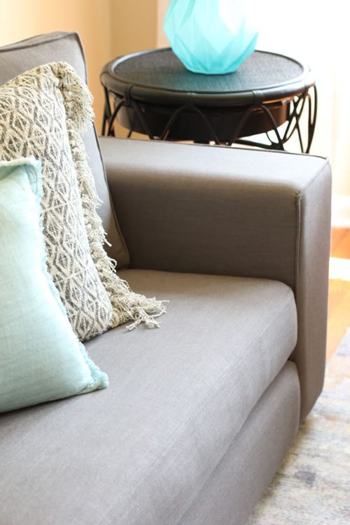Close-up of Article Sitka sofa Thunder Gray fabric texture and quality