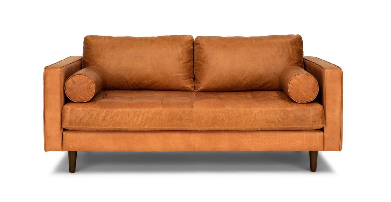 Article Sven 72 inch sofa in beautiful Charme Tan full aniline leather